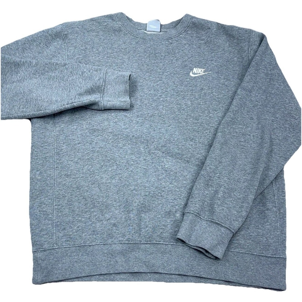 Nike Sweatshirt Men Small Gray Crew Neck Sweater Mini Swoosh Plain Basic Retro